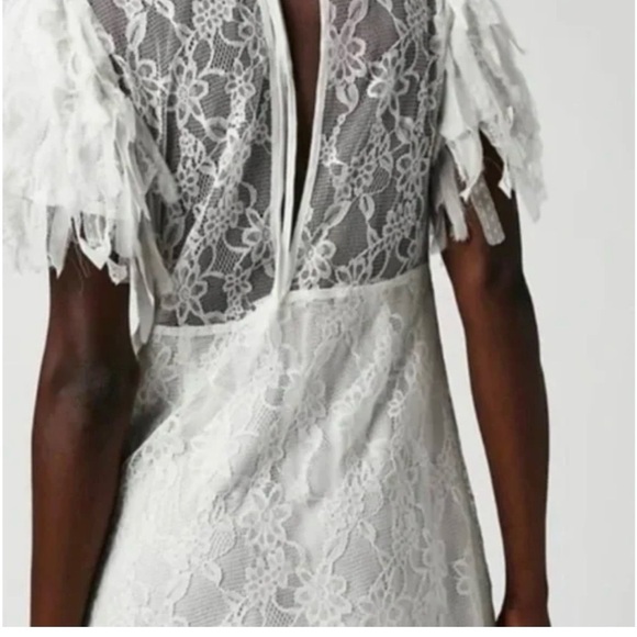 Free People Mini Dress Lace White M - Picture 3 of 16